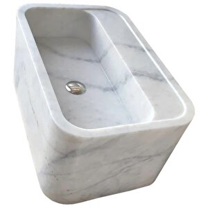 Carrara Beyaz Cilalı Duvara Montaj Mermer Lavabo Ntrvs212