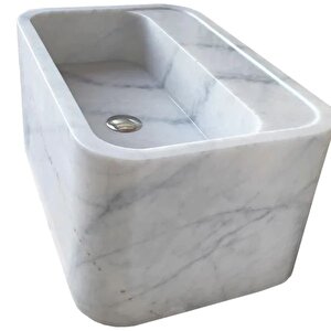 Carrara Beyaz Cilalı Duvara Montaj Mermer Lavabo Ntrvs212