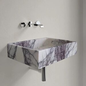 New York Beyaz Cilalı Duvara Montaj Mermer Lavabo Ntrvs214