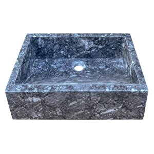 Bursa Gri Cilalı Tezgah Üstü Dikdörtgen Mermer Lavabo Ntrvs122