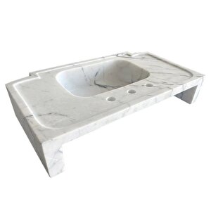 New York Beyaz Cilalı Duvara Montaj Mermer Lavabo Cvnymp1828