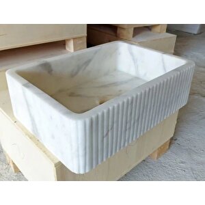 Carrara Beyaz Honlu Duvara Montaj Fitilli Mermer Lavabo Cvrhcw1624