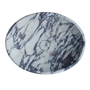 Calacatta Viola Cilalı Mermer Oval Çanak Lavabo Cvoms01