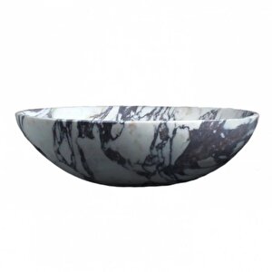 Calacatta Viola Cilalı Mermer Oval Çanak Lavabo Cvoms01