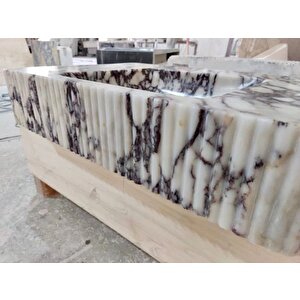 Calacatta Viola Cilalı Duvara Montaj Mermer Lavabo Rvscv3218p