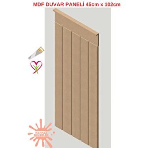 45x102 (1 Adet) Dekoratif, Duvar Çıtası Ham Ahşap Duvar Paneli, Boyanabilir, Ham, Mdf Panel
