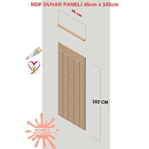45x102 (1 Adet) Dekoratif, Duvar Çıtası Ham Ahşap Duvar Paneli, Boyanabilir, Ham, Mdf Panel