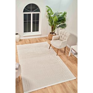 Vola 2906 Yumuşak Dokulu Modern Salon Mutfak Koridor Halısı Krem Tozumaz Makine Halısı 80x150 cm