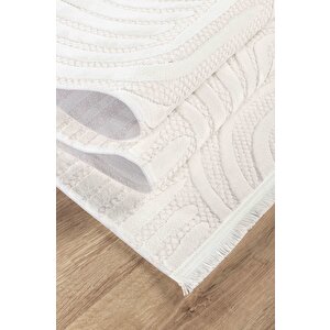 Vola 2906 Yumuşak Dokulu Modern Salon Mutfak Koridor Halısı Krem Tozumaz Makine Halısı 80x150 cm