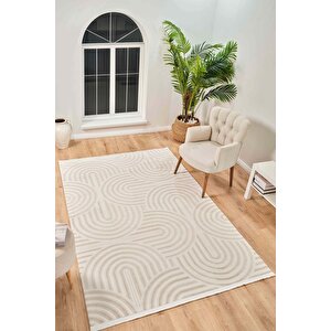Vola 2901 Yumuşak Dokulu Modern Salon Mutfak Koridor Halısı Krem Tozumaz Makine Halısı 200x290 cm