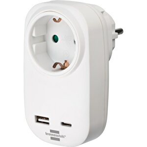 Premium Serisi Tek Soketli 18w Hızlı Şarj Özellikli 1 Typ-c + 1 Usb' Li Şarj Korumalı Priz