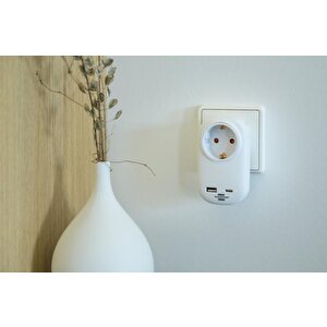 Premium Serisi Tek Soketli 18w Hızlı Şarj Özellikli 1 Typ-c + 1 Usb' Li Şarj Korumalı Priz