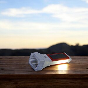 Güneş Enerjili Şarjlı Solar 5 Işık Modu Led El Feneri Usb Şarj Kamp Avcı Lambası Gece Lamba