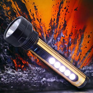 Şarjlı El Feneri Led Işıldak Kamp Lambası Gece Aydınlatma 5 W + 3 W Beyaz Işık 1800 Mah