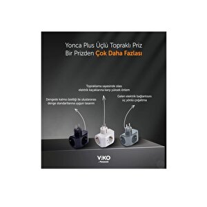 Viko Yonca Plus 3 Lü Topraklı Fiş Priz Gri Golyat Priz