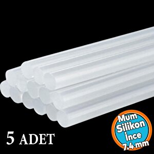 5 Adet İnce Mum Silikon 7.4 Mm Çubuk Sıcak Silikon Hobi Süs Hediyelik Eşya Maket Yapıştırma Slikon