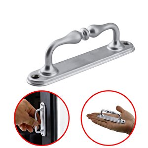 Çekme Kolu Sürgülü Kapı Tutma Kulpu Kulbu Tutamağı Küçük Kıvrık Kol Mat Krom Renk 12 Cm İki Vidalı