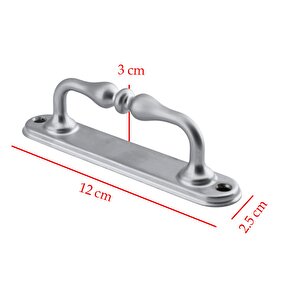 Çekme Kolu Sürgülü Kapı Tutma Kulpu Kulbu Tutamağı Küçük Kıvrık Kol Mat Krom Renk 12 Cm İki Vidalı