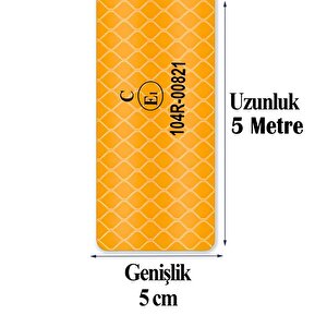 Tüvtürk Onaylı Bant Belgeli Reflektörlü Reflektif Fosforlu Şerit Bant İkaz Sarı Bandı 5 Metre 5 Cm