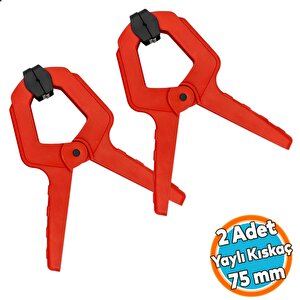 2 Adet Yaylı Kıskaç Mandal El Tip İşkence Kırmızı Klips Mengene Hobi 75 Mm 3 Inç