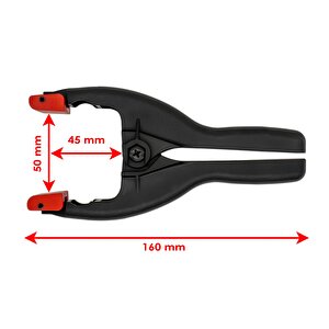 2 Adet Yaylı Kıskaç Mandal Pro El Tip İşkence Mengene Siyah Klips Hobi 50 Mm 2 Inç