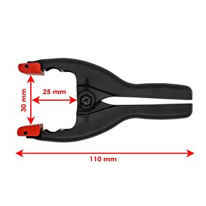 2 Adet Yaylı Kıskaç Mandal Pro El Tip İşkence Mengene Siyah Klips Hobi 30 Mm