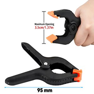 4 Adet Yaylı Kıskaç Mandal El Tip İşkence Mengene Siyah Klips Hobi 35 Mm