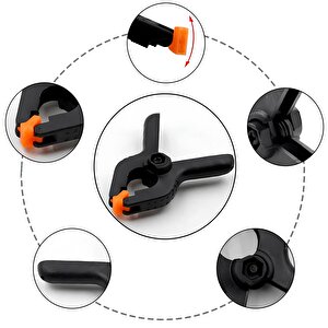 4 Adet Yaylı Kıskaç Mandal El Tip İşkence Mengene Siyah Klips Hobi 35 Mm