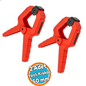 2 Adet Yaylı Kıskaç Mandal El Tip İşkence Mengene Kırmızı Klips Hobi 50 Mm 2 Inç