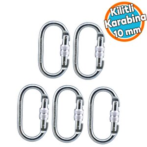 Oval Kilitli Karabina 10 Mm Kanca Paslanmaz Çelik Kilit Tırmanma Kamp Ekipman Tırmanış Kilidi 5 Adet