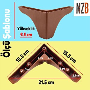 Lüks Mobilya Kanepe Sehpa Tv Ünitesi Koltuk Ayağı 9.5 Cm Kahverengi Ahşap Desenli Baza Ayak