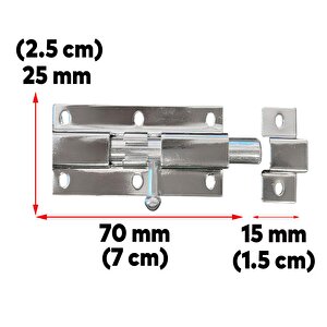 Metal Kapı Sürgüsü Krom Mavzer Sürgü Sürgülü Kilit 25x70 Mm Kapı Pencere Emniyet Kilidi