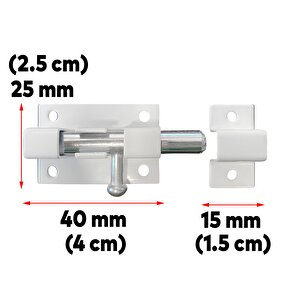 Kapı Sürgüsü Küçük Beyaz Mavzer Sürgü Sürgülü Kilit 25x40 Mm Kapı Pencere Emniyet Kilidi Metal