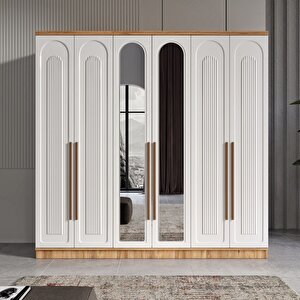 Ücretsiz Montaj - Flora 6 Kapaklı Komple Mdf Yatak Odası Takımı - Baza Dahil