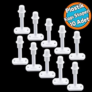Beyaz Renk Plastik Kapı Pencere Tamponu 8 Cm Vidalı Duvar Ses Önleyici Silikon Stoper 10 Adet