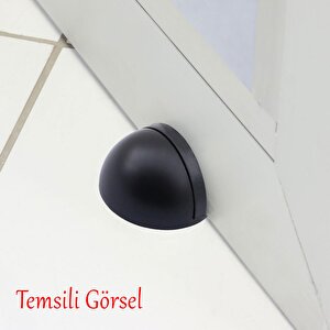 Kapı Stoperi Silikonlu Yarımay Tamponu Vidalı Metal Kapı Stopu Durdurucu Tutucu Mat Siyah (5 Adet)