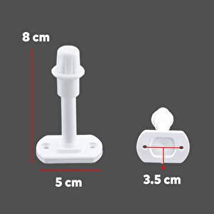 Beyaz Renk Plastik Kapı Pencere Tamponu 8 Cm Vidalı Duvar Ses Önleyici Silikon Stoper 5 Adet