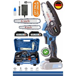 Alman Design 58 V 5 Ah Çift Akülü Plastik Taşıma Çantalı Dal Kesme Budama Testere Bıçkı Makinası