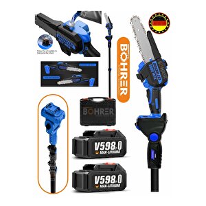 Alman Blue Kömürsüz 2m Uzatma Kollu 8 İnç 25 Cm Zi̇nci̇r+pala Profesyonel Akülü Budama Testeresi̇