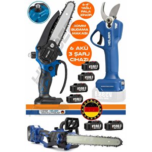 Alman 6 Akülü 10-15cm Akülü Budama Testere + 30mm Budama Makasi + 30cm Yağli Budama Biçki Testeresi̇