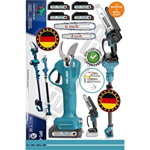 Alman V998 4 Akülü Bahçe Seti̇ Dal Kesme Şarjli Zi̇nci̇rli̇ Akülü Budama Testere + Akülü Budama Makasi