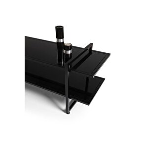 Zuma Metal Siyah Camlı Tv Sehpası