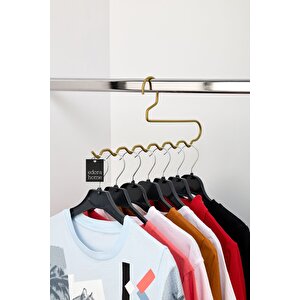 Gold 10'lu Dolap Içi Zigzag Askı, Pantolon, Şal, Eşarp, Kemer Düzenleyici Askı - Metal Paslanmaz