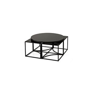 Sosa Metal Yuvarlak Siyah Camlı Orta Sehpa 4 1