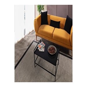 Zuma Metal Ayaklı Siyah Camlı Orta Sehpa