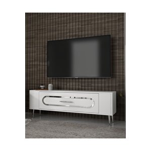 Retrop3dh Tv Sehpasi Beyaz Gümüş Beyaz-Gümüş