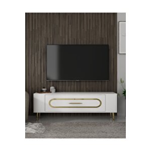 Retrop3dh Tv Sehpasi Beyaz Altın Beyaz gold