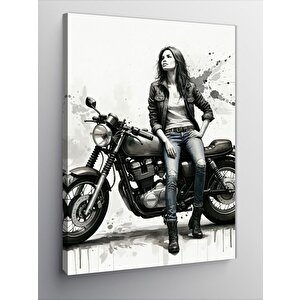Kanvas Tablo Motorlu Kadın 50x70 cm