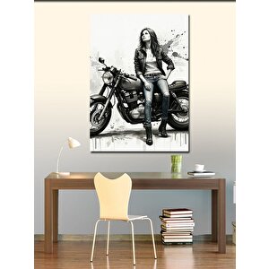 Kanvas Tablo Motorlu Kadın 50x70 cm