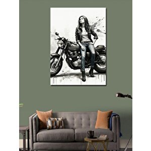 Kanvas Tablo Motorlu Kadın 50x70 cm